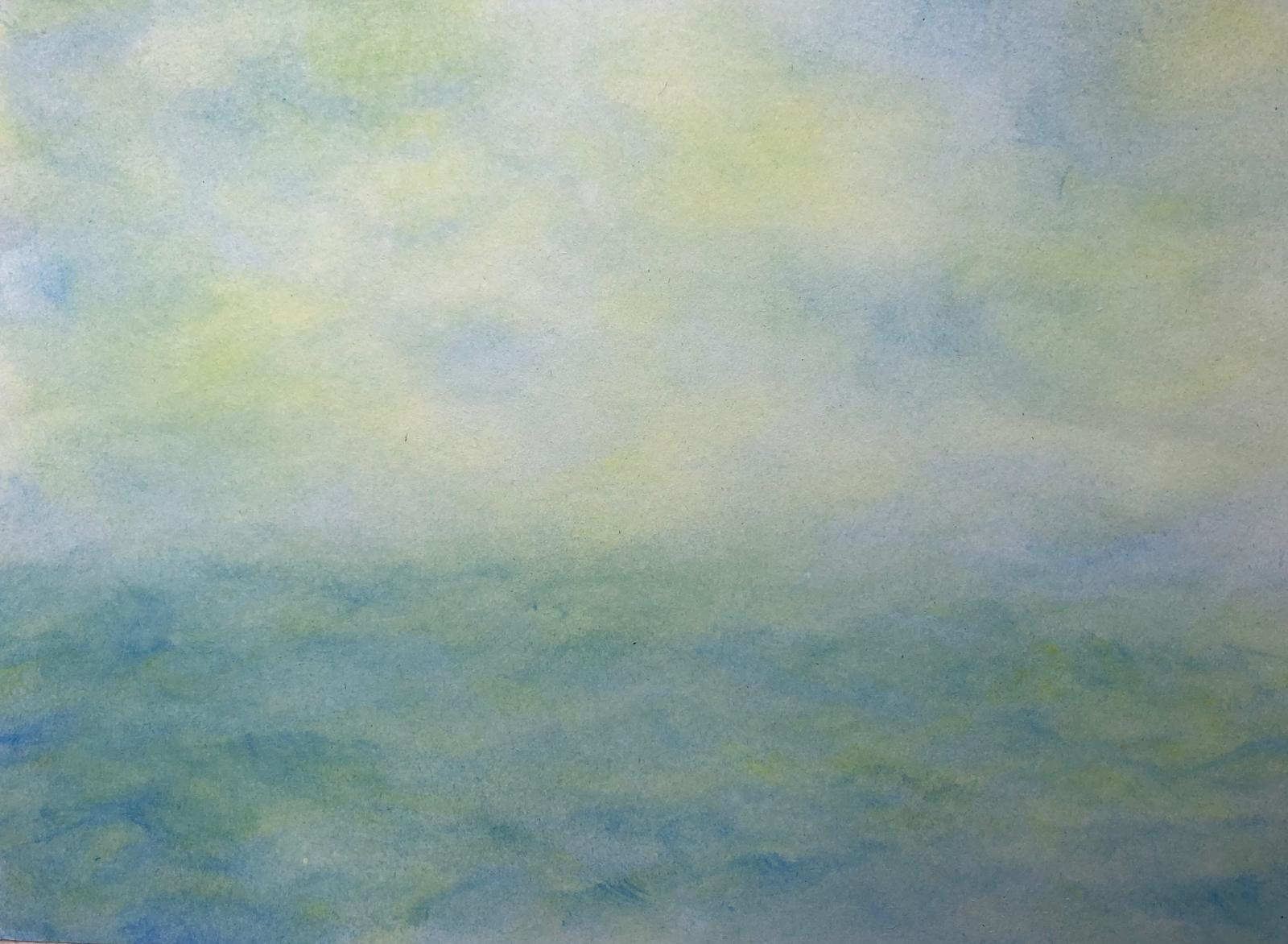 Aquarelle douce en bleu et vert